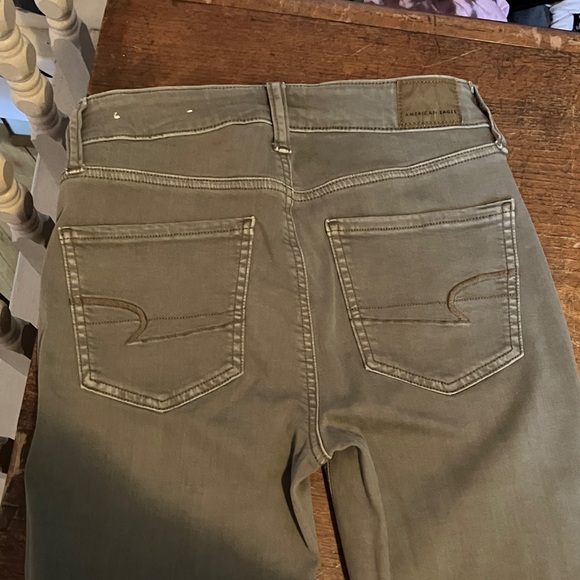 American Eagle O Nxt Level Stretch HR Skinny Utility Jeans Army Green, Size 4 - Picture 3 of 11